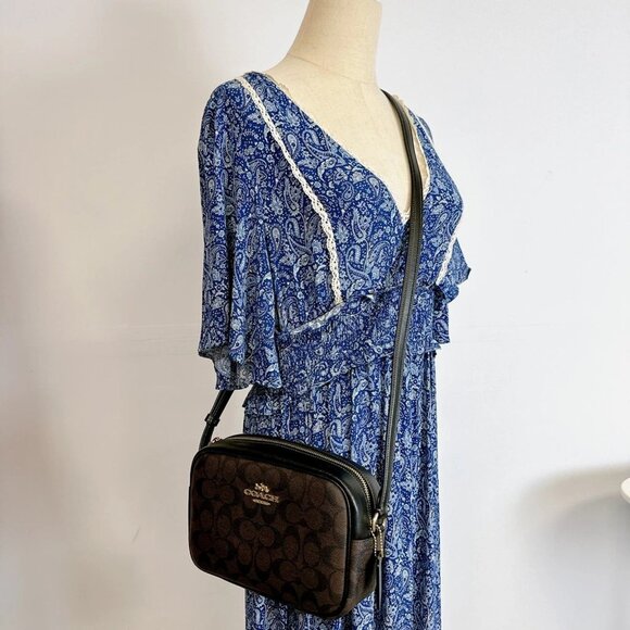 Coach CR135 Jamie Camera Bag In Signature Canvas IN BROWN BLACK - Picture 1 of 9